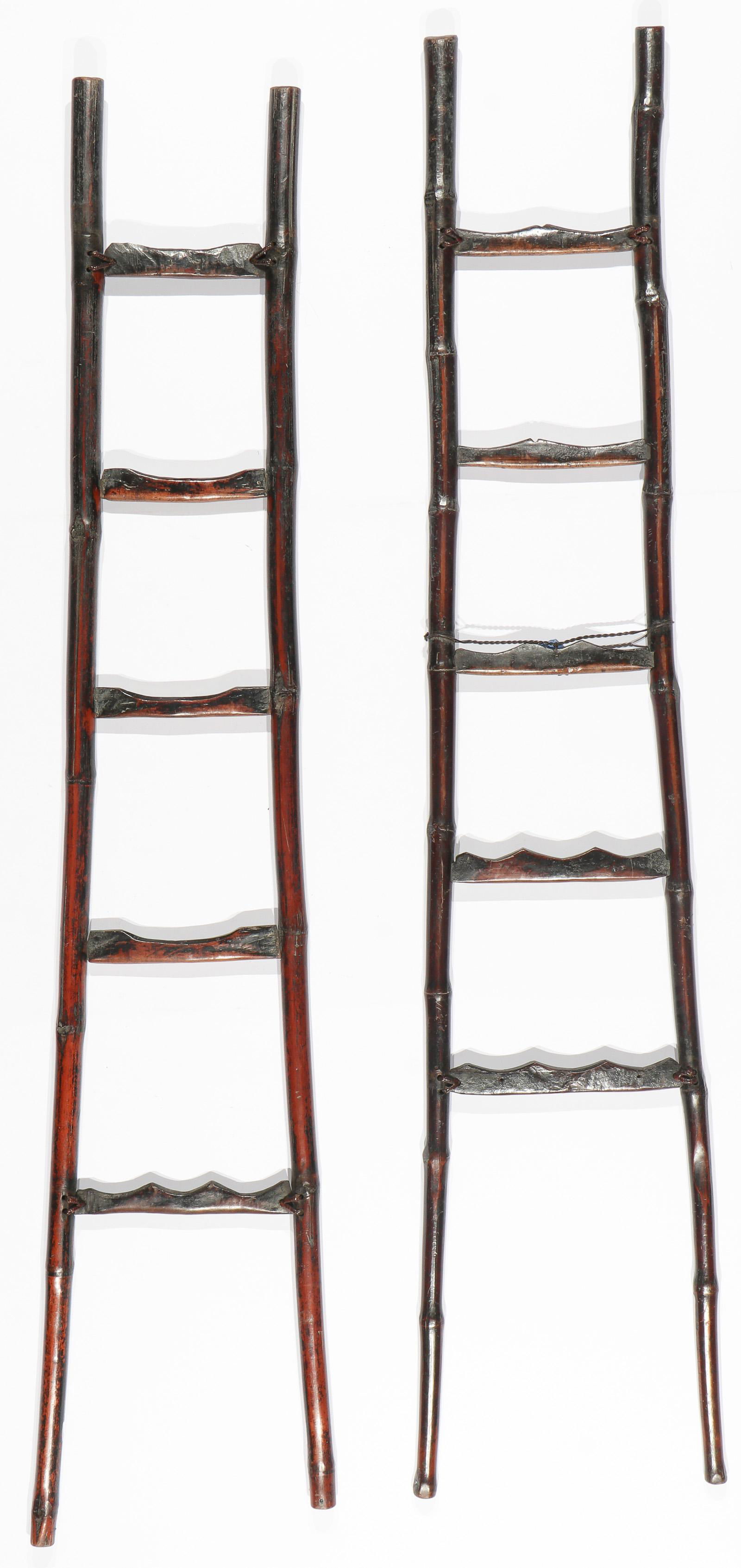 Two Antique Asian Bamboo and Wood Ladders (1 of 2)