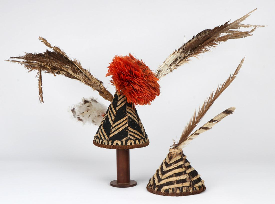 Two Antique African Kuba Bushong Ceremonial Headdresses (1 of 2)