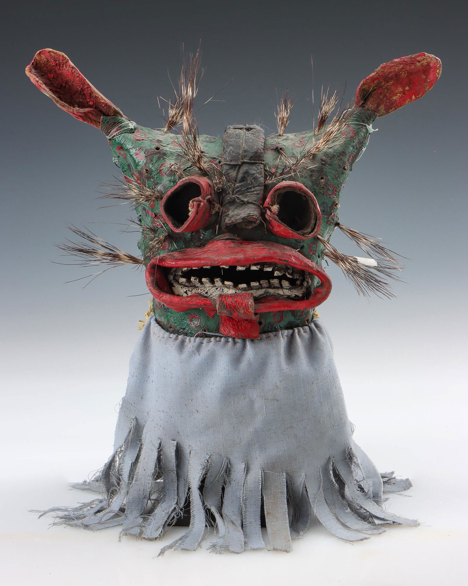 Mexican Leather Tigre Helmet Mask, Mid 20th C. (1 of 5)