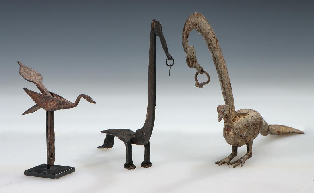 Three Metal Bird-Form Lamps (1 of 5)