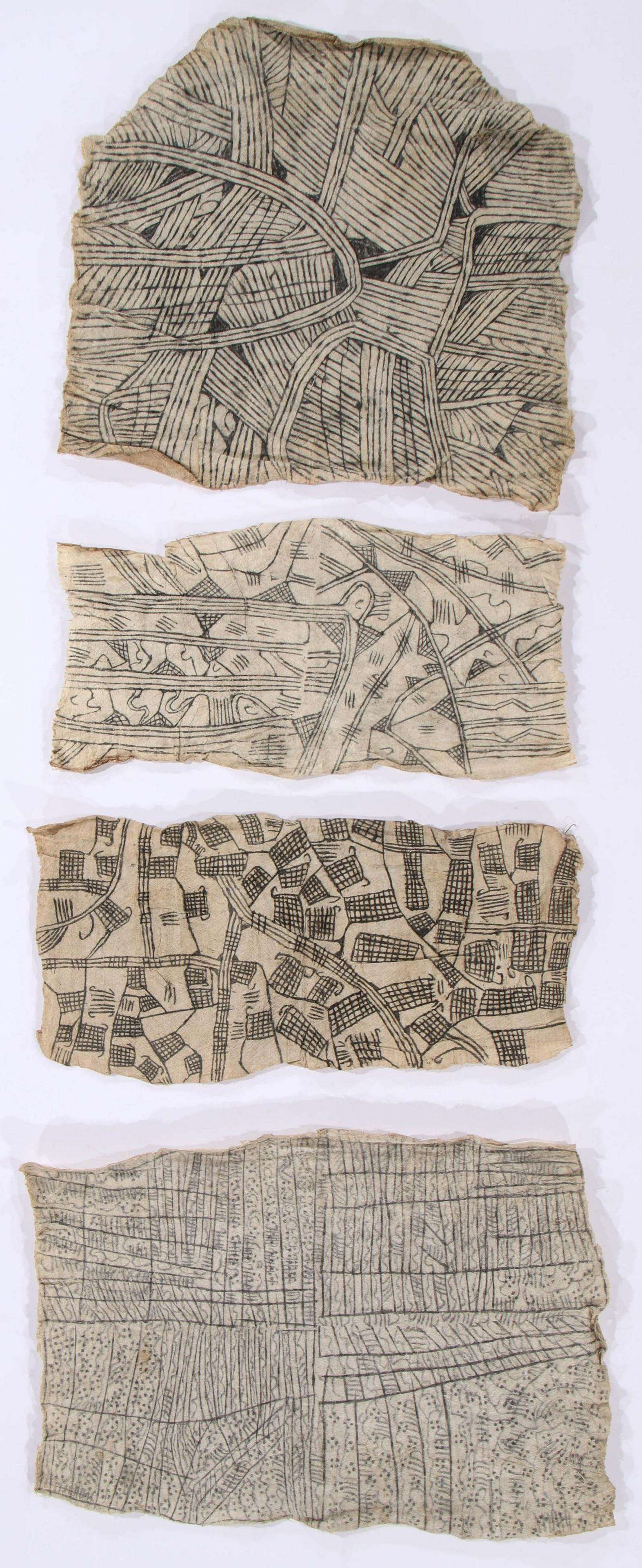 4 African Mbuti/Pygmi Bark Cloth Paintings, Ituri (1 of 5)