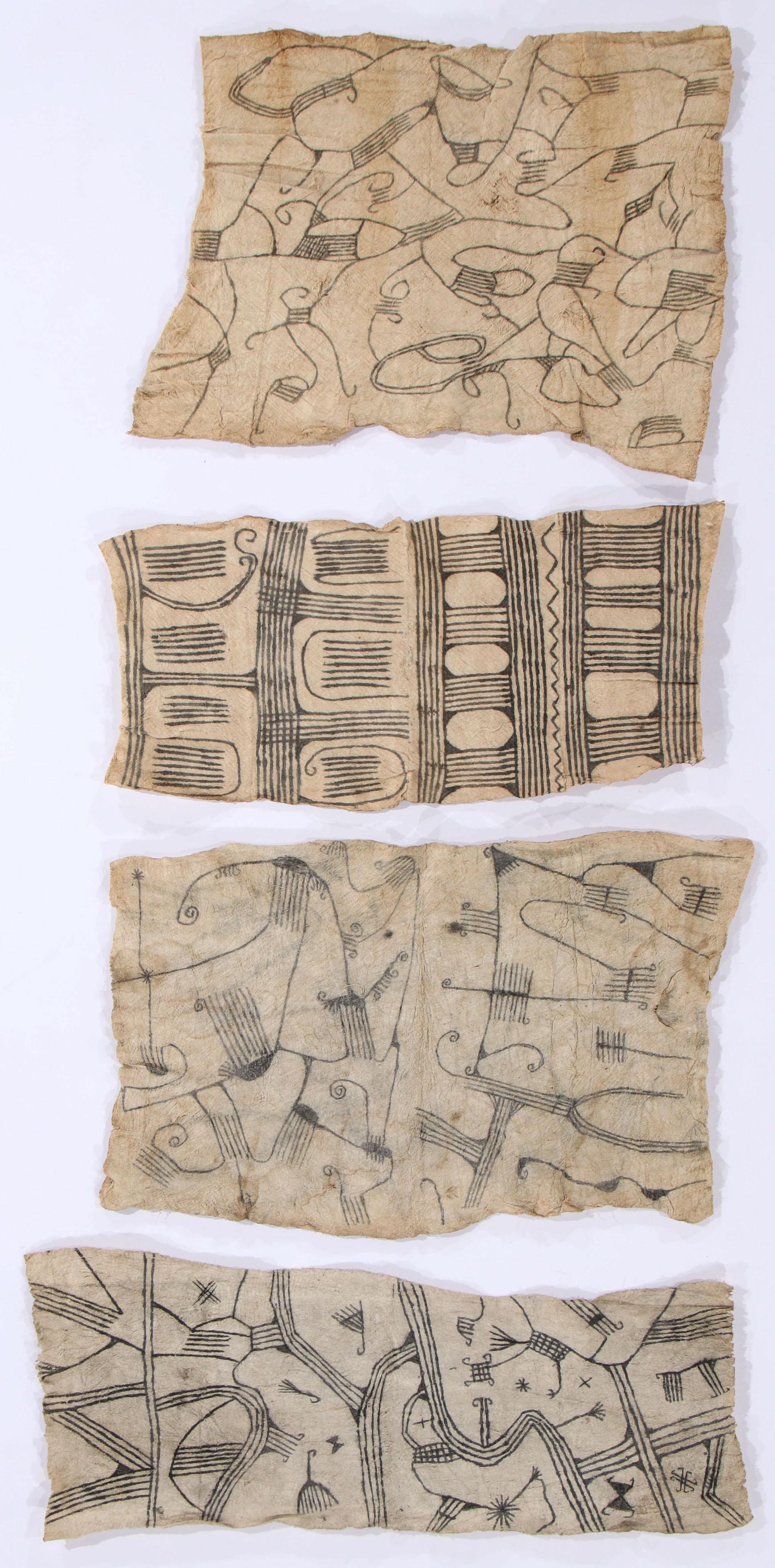4 African Mbuti/Pygmi Bark Cloth Paintings, Ituri (1 of 4)