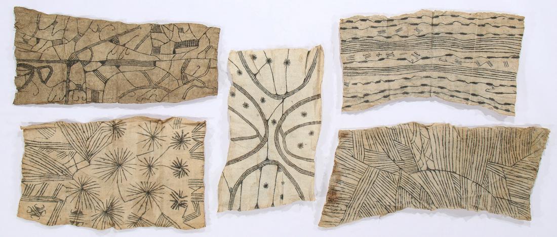 5 African Mbuti/Pygmi Bark Cloth Paintings, Ituri (1 of 5)
