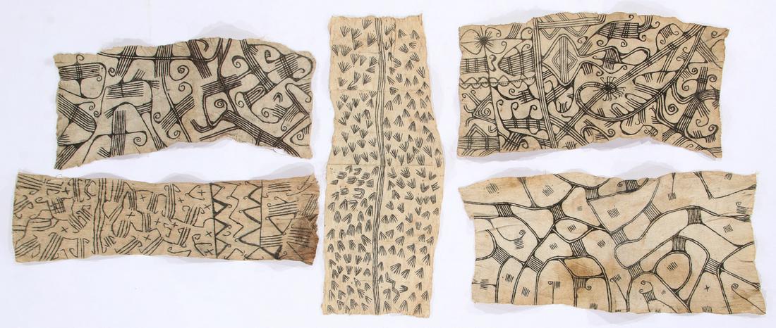 5 African Mbuti/Pygmi Bark Cloth Paintings, Ituri (1 of 5)
