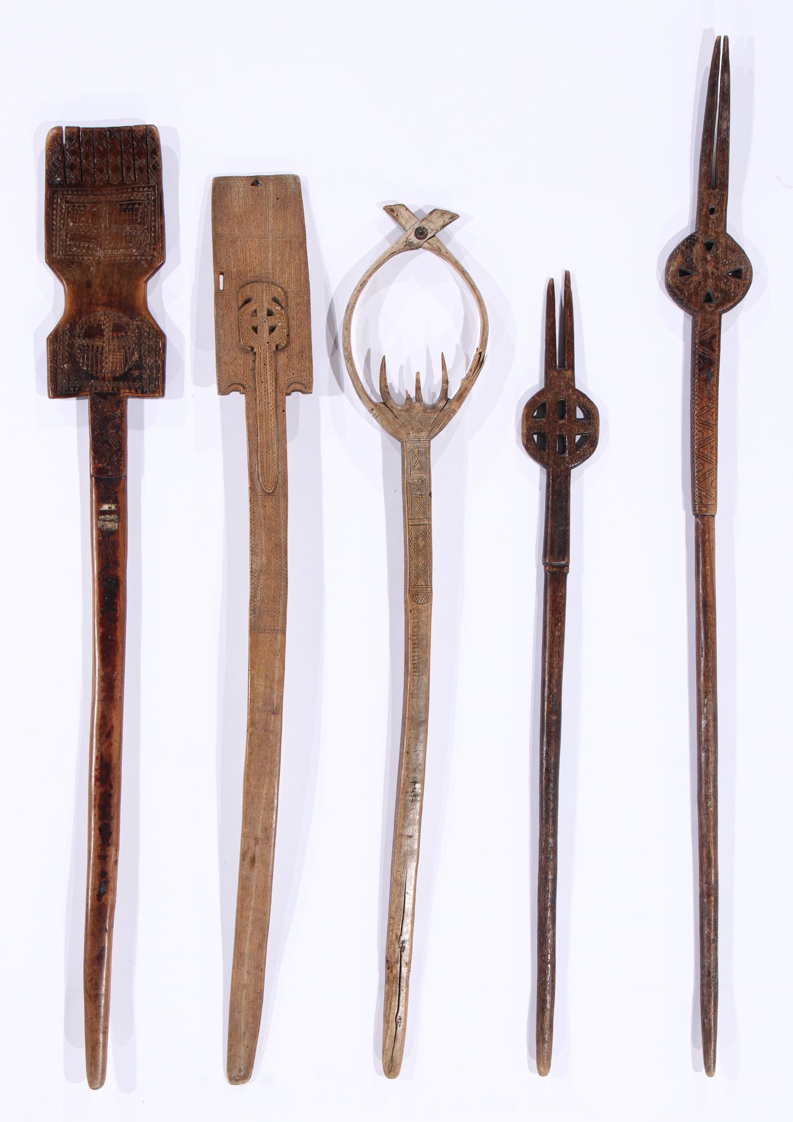 Five Antique Albanian Distaffs, Late 19th/Early 20th C. (1 of 6)