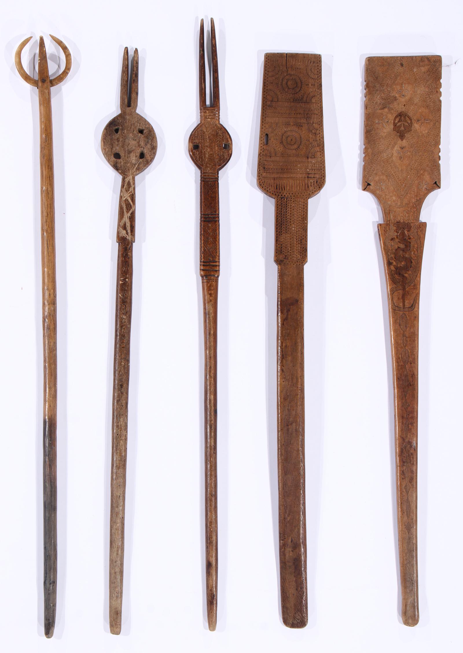 Five Antique Albanian Distaffs, Late 19th/Early 20th C. (1 of 6)