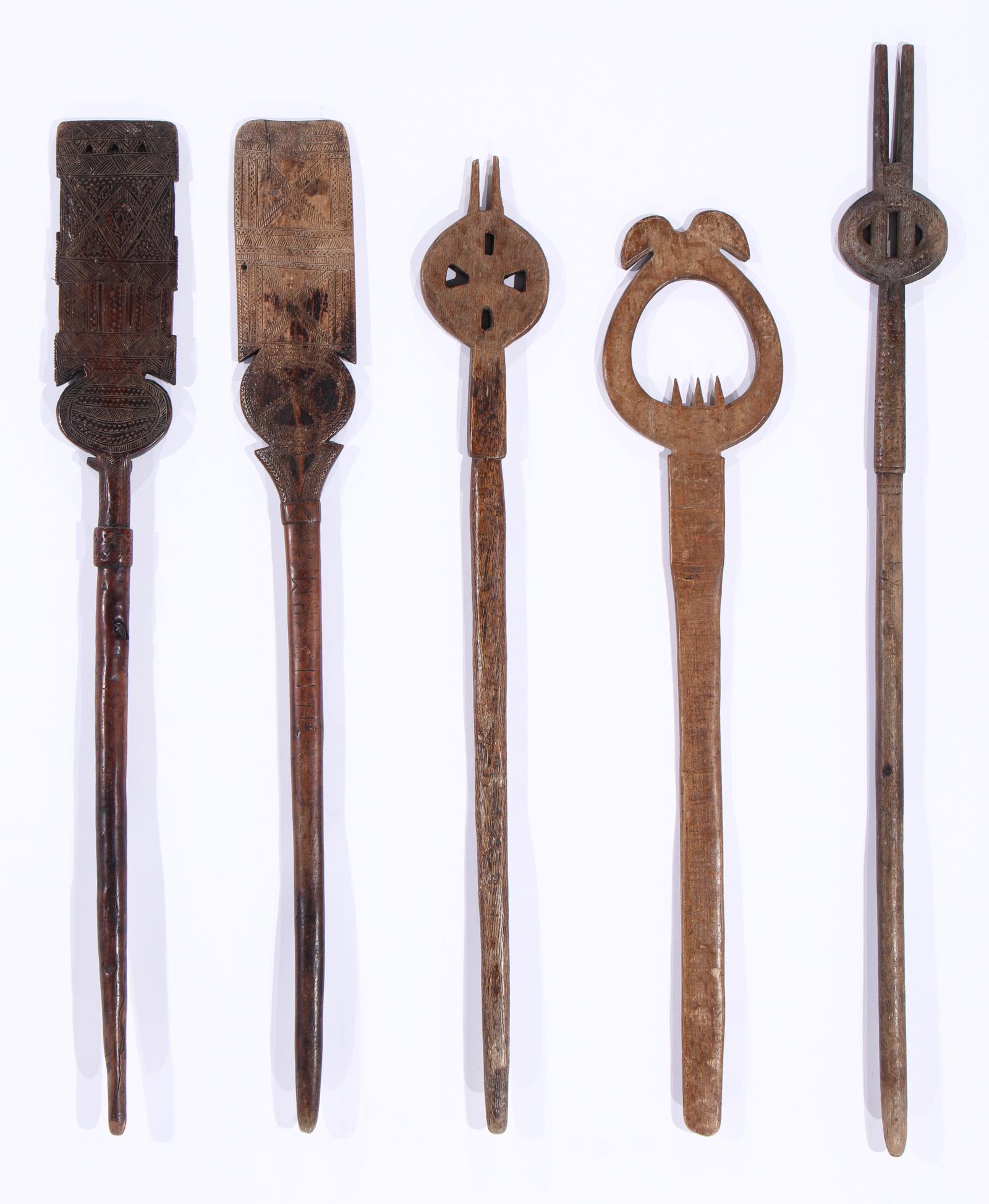 Five Antique Albanian Distaffs, Late 19th/Early 20th C. (1 of 6)