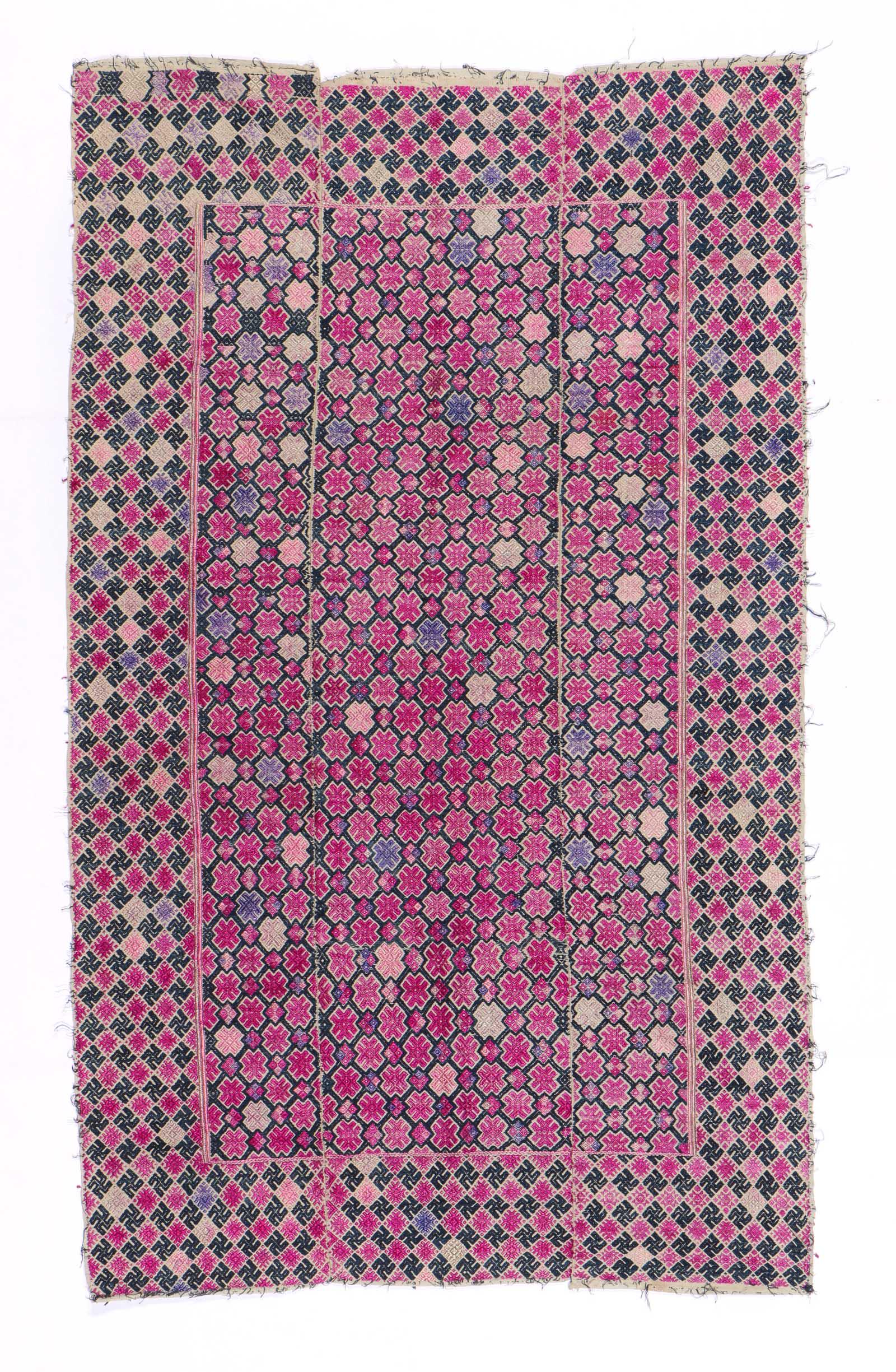 Zhuang Cotton And Silk Blanket, China, Circa 1900 (1 of 6)