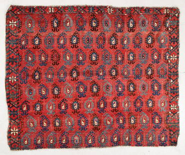Ersari Rug Fragment, Turkmenistan, Mid 19th C., 3'10'': Ersari Rug Fragment, Turkmenistan, Mid 19th C., 3'10'' x 4'8'' (117 x 142 cm). Weight: 8 lbs. Material: wool pile, wool warp, wool weft.