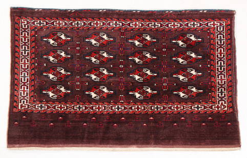 Yomud 16 Gul Chuval, Turkmenistan, Late 19th C., 4'1'': Yomud 16 Gul Chuval, Turkmenistan, Late 19th C., 4'1'' x 2'7'' (124 x 79 cm). Weight: 5 lbs. Material: wool pile, wool warp, wool weft.