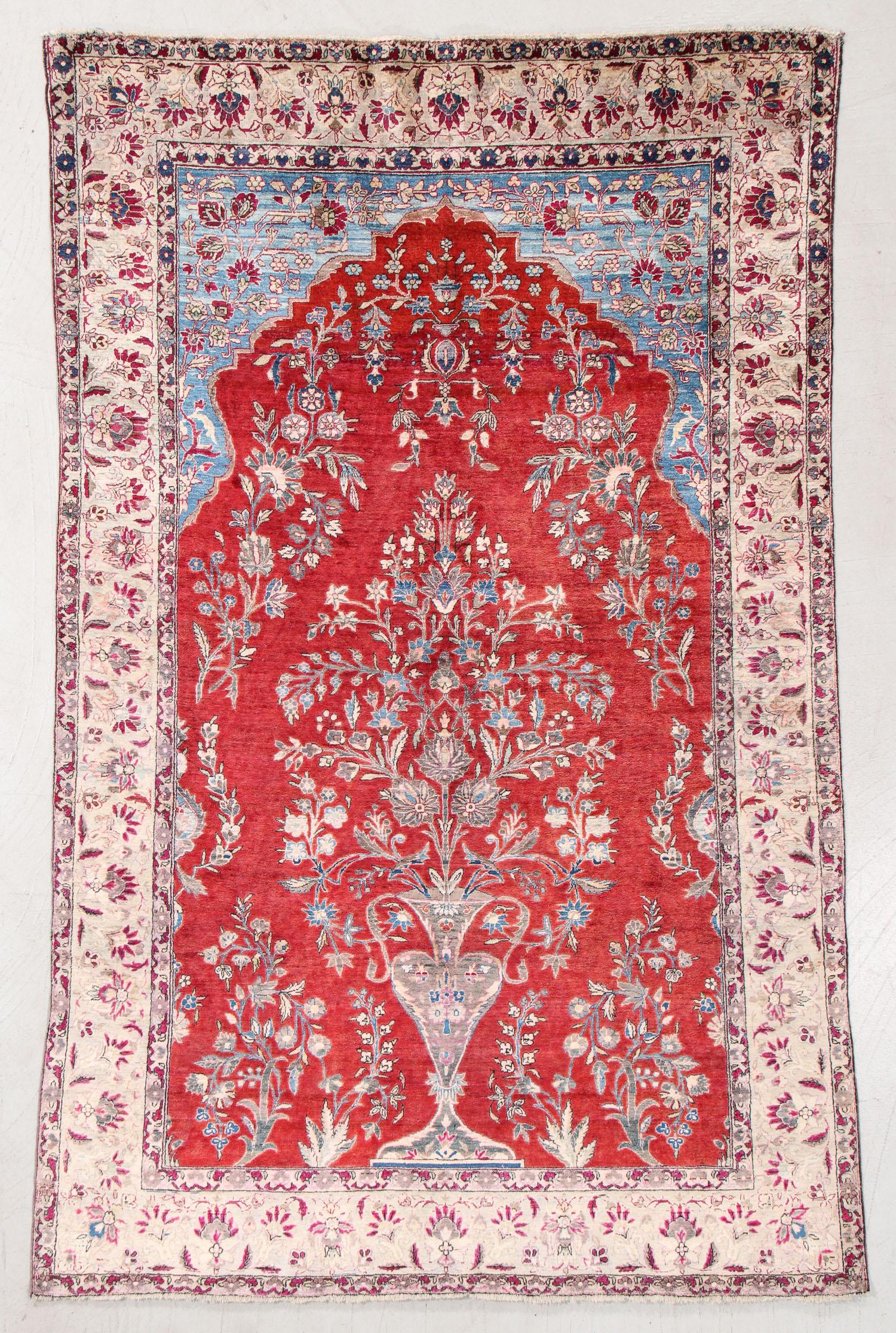 Silk Mohtasham Kashan Prayer Rug, Persia, Ca. 1900 (1 of 5)