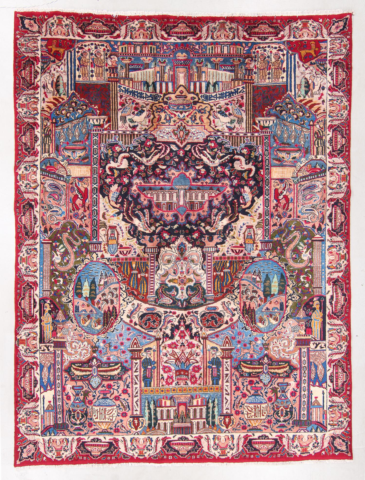 Tabriz Pictorial Rug, Persia, Mid/Late 20th C., 9'6'' x (1 of 5)