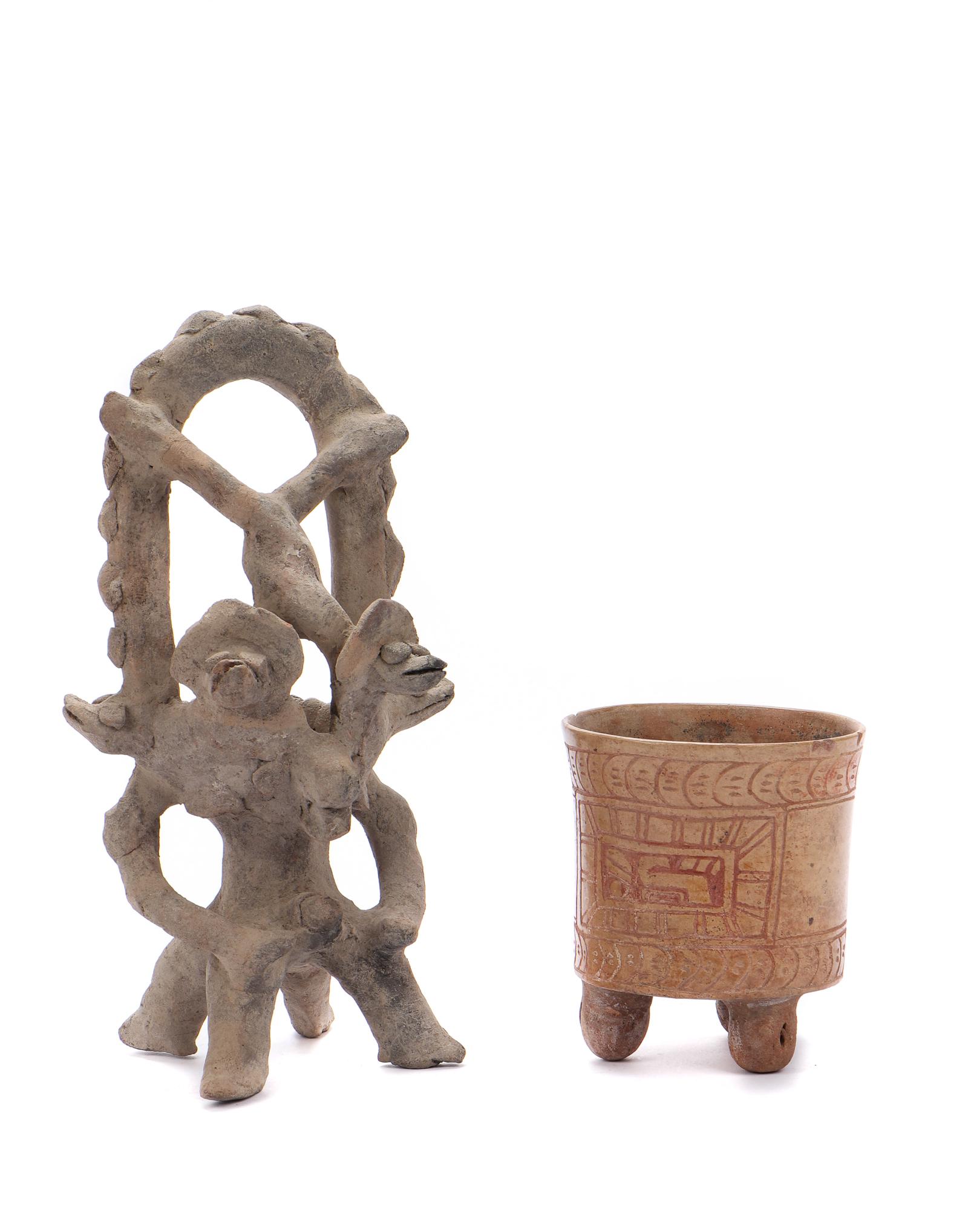 Mayan Vessel and Zapotec Greyware Figural Censer (1 of 8)