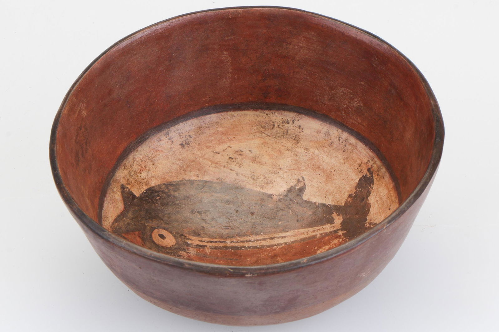Pre-Columbian Nazca Polychrome Pottery Fish Bowl (1 of 3)