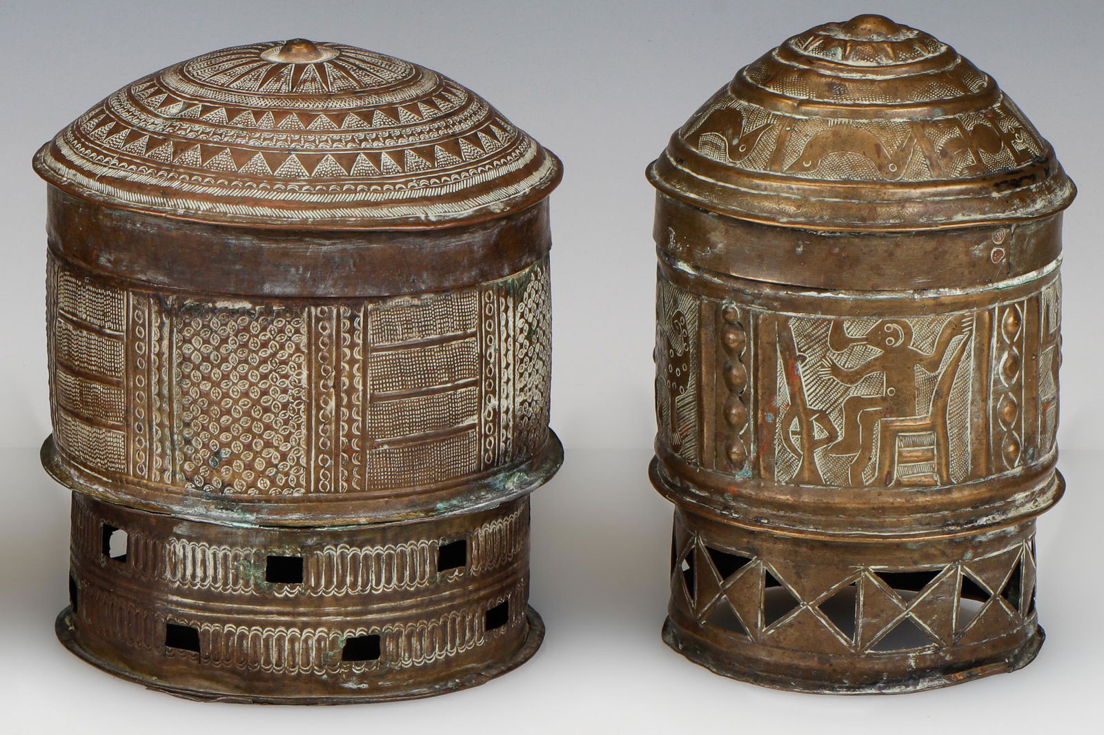 2 Antique African Ashanti Brass Forowa Containers, (1 of 5)