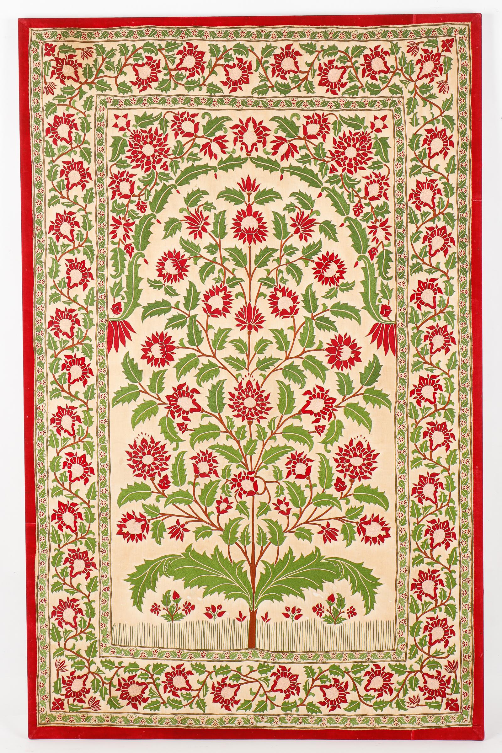 Antique Silk/Cotton Embroidered Prayer Tapestry, India (1 of 3)