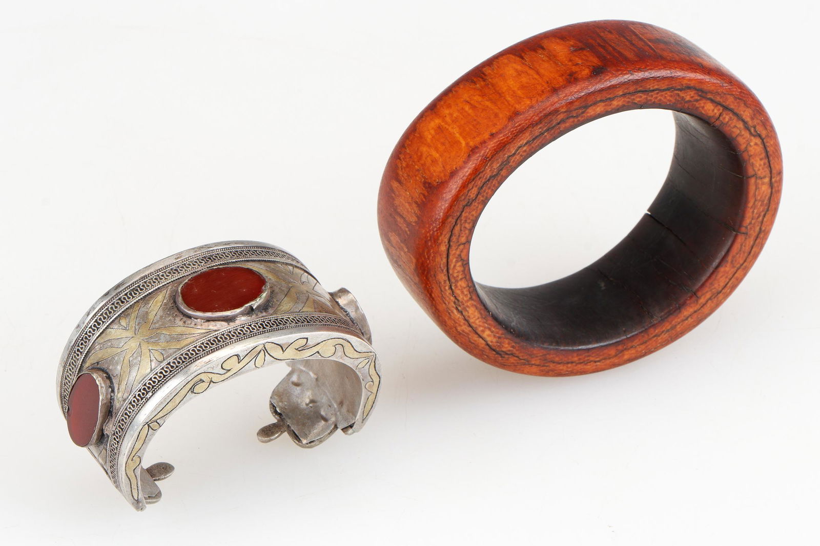 Turkmen gilt silver and carnelian cuff (1 of 4)