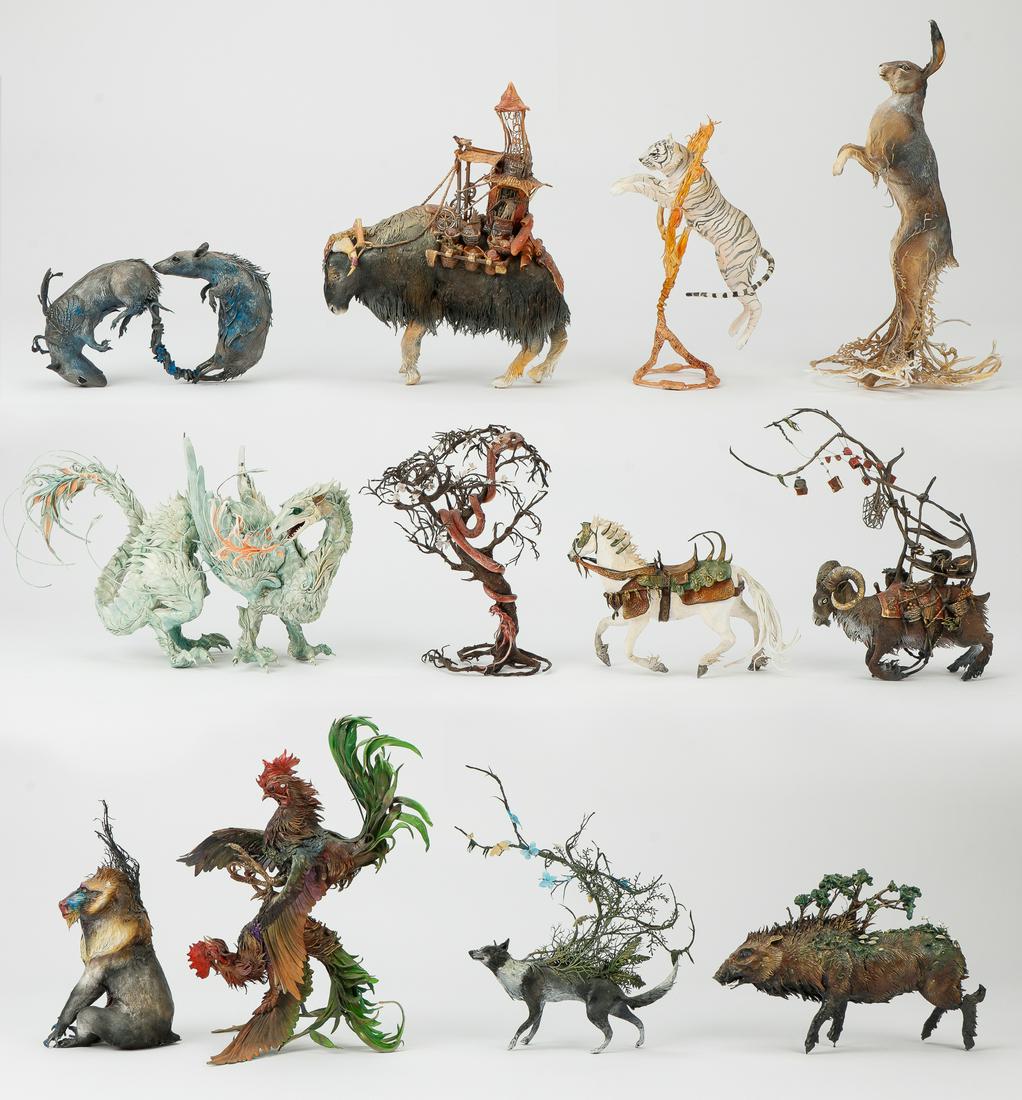 Ellen Jewett (Canadian, 20th C.) 12 Chinese Zodiac Sculpted Figures (1 of 6)
