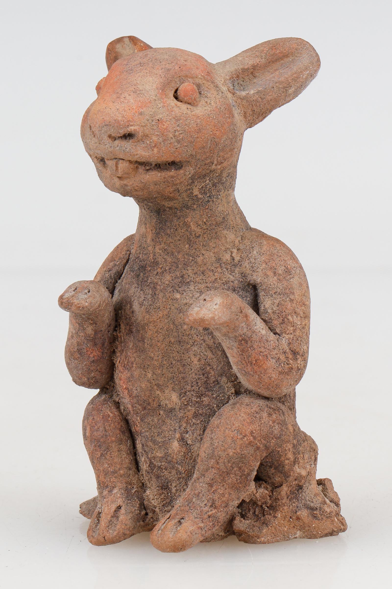 Pre-Columbian Veracruz Pottery Seated Rabbit Figure (1 of 6)