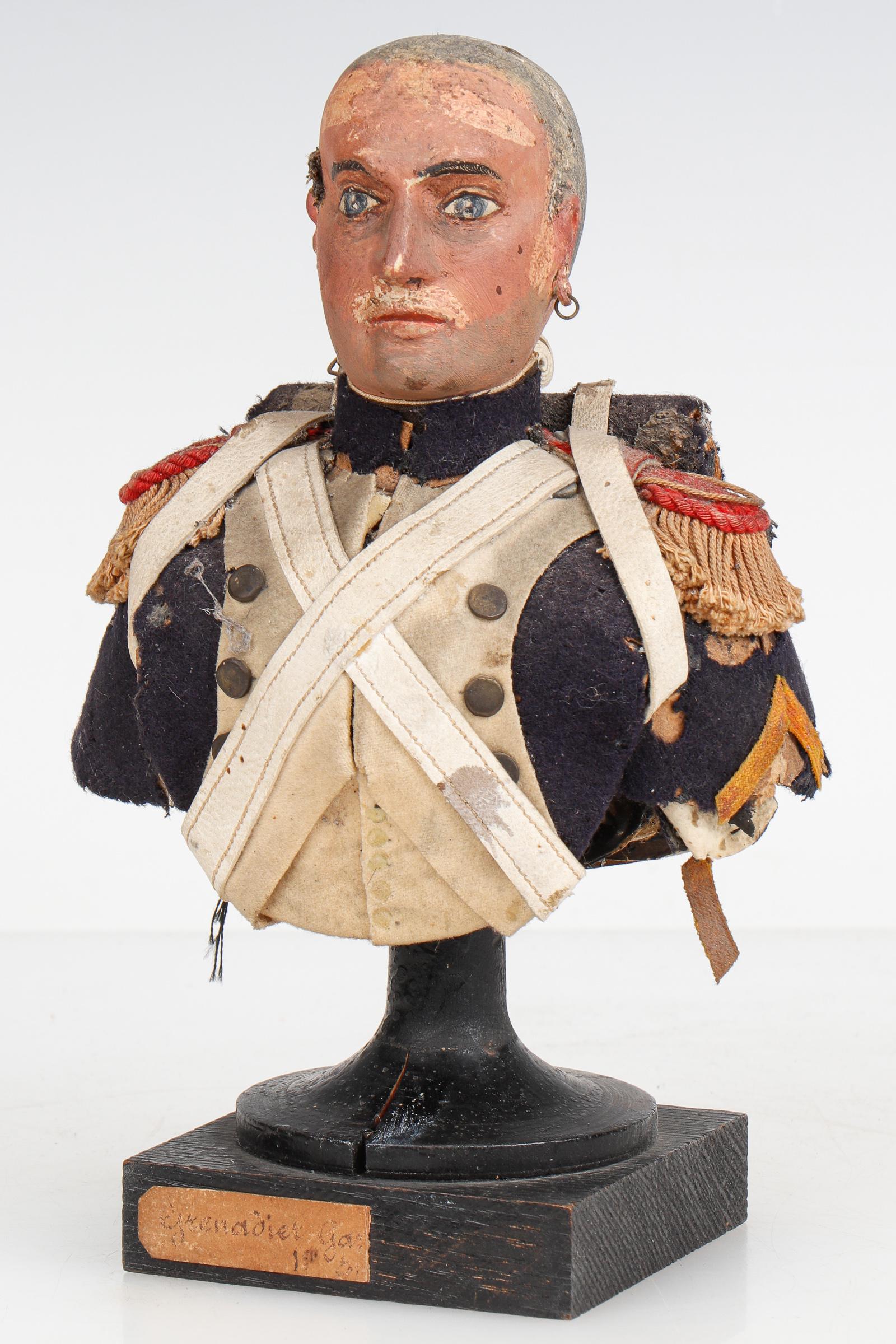 Rare Papier Mache French Officer Bust (1 of 4)