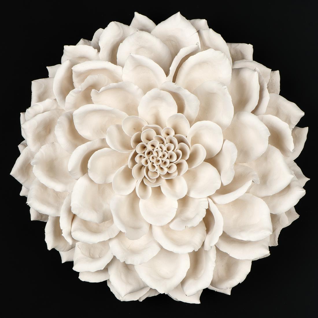 Owen Mann Unglazed White Ceramic Dahlia Flower (1 of 3)