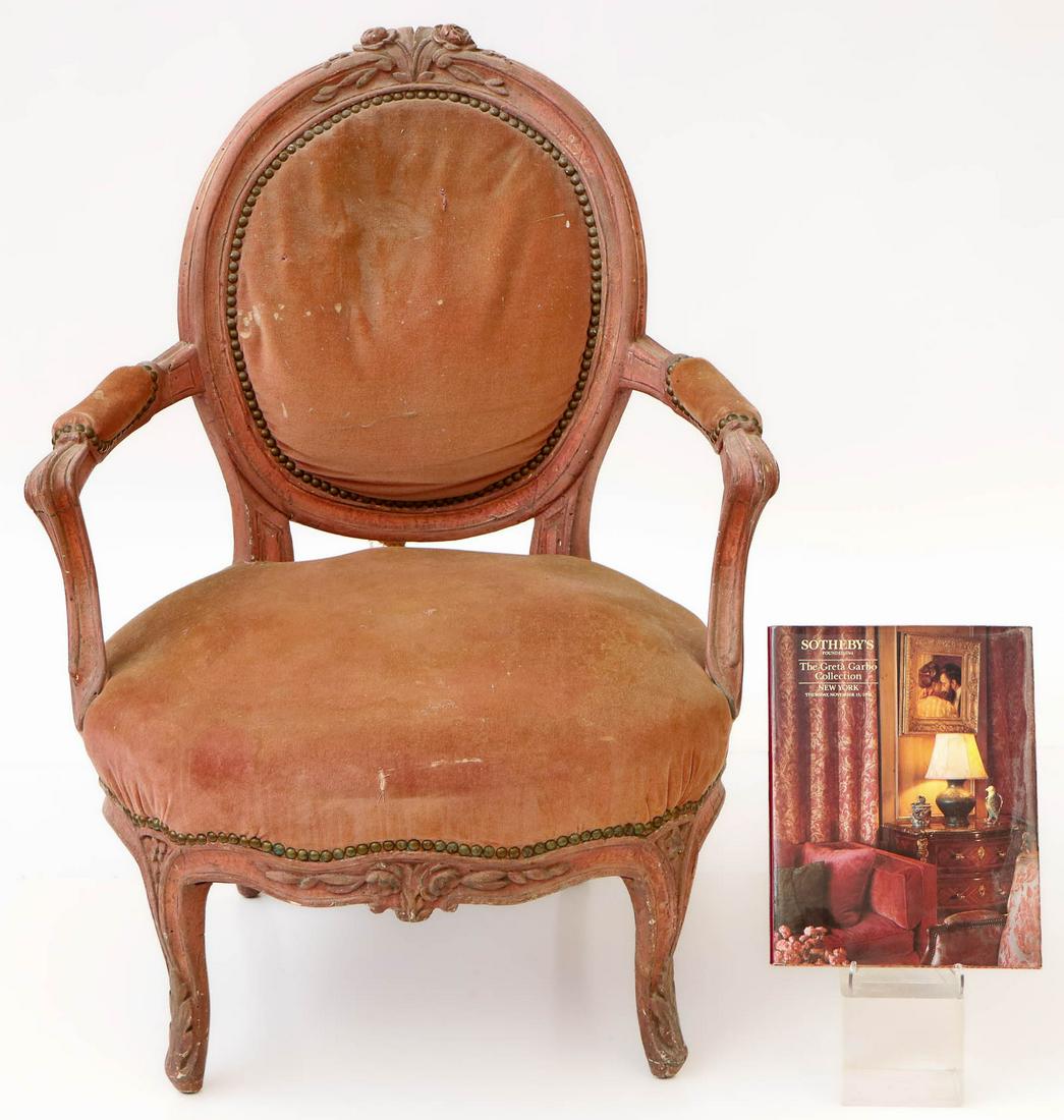 Greta Garbo's Louis XV/XVI Fauteuil en Cabriolet, 3rd Quarter 18th C., Ex. Sotheby's, Nov. 15, 1990, (1 of 10)