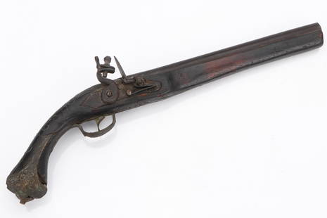 Antique Cossack Flintlock Pistol: Antique Cossack Flintlock Pistol. Size: 18.5'' x 6'' x 2.25'' (47 x 15 x 6 cm).