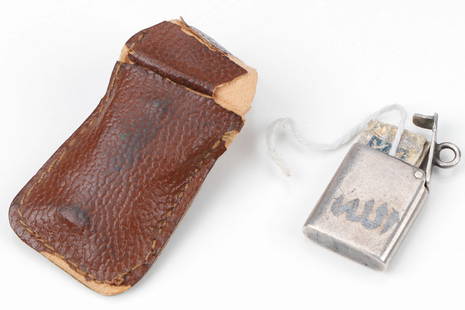 Miniature Islamic Koran in Inscribed Silver Case, Pendant: Miniature Islamic Koran in Inscribed Silver Case, Pendant. Housed in small leather bag and hand-crafted wood box. Size: 1'' x 1'' x .5'' (3 x 3 x 1 cm).