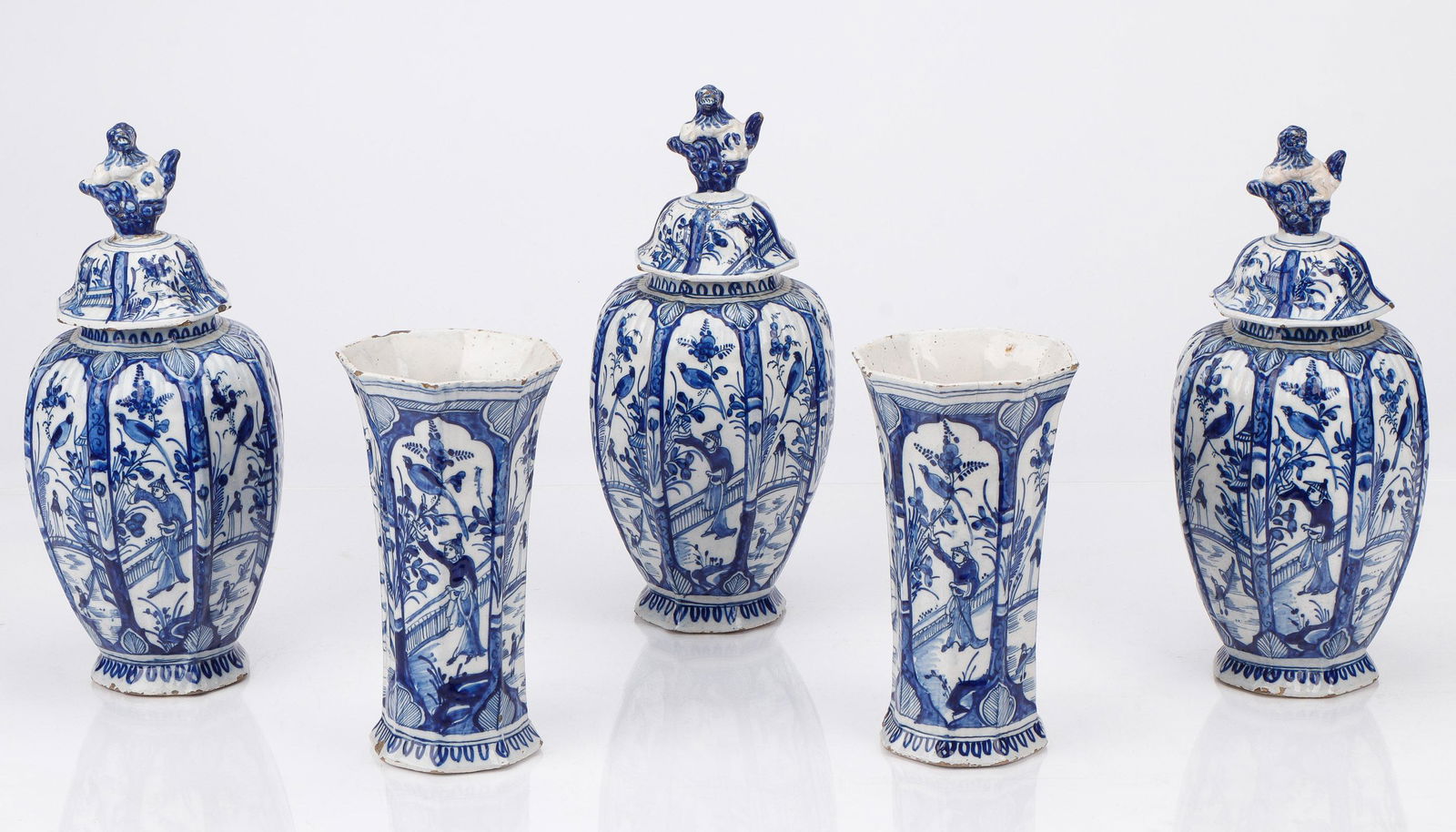 Five-Piece Delft Blue and White Garniture, 18th/19th C. (1 of 5)