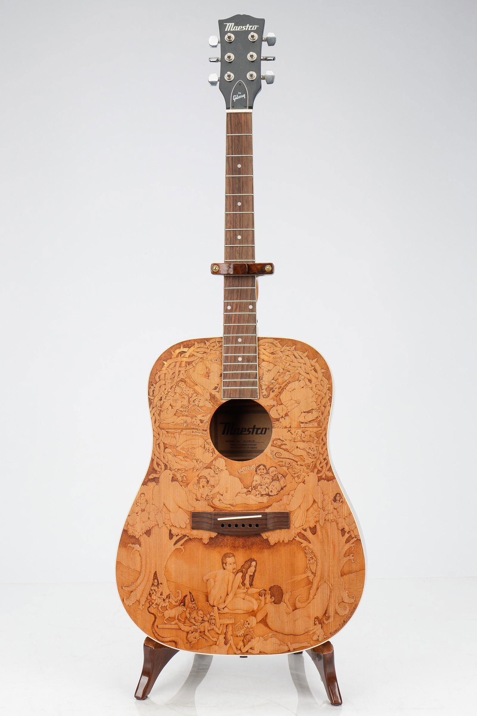 Bruce Eichelberger (American, B.20th C.) Pyrography on Gibson Guitar (1 of 9)