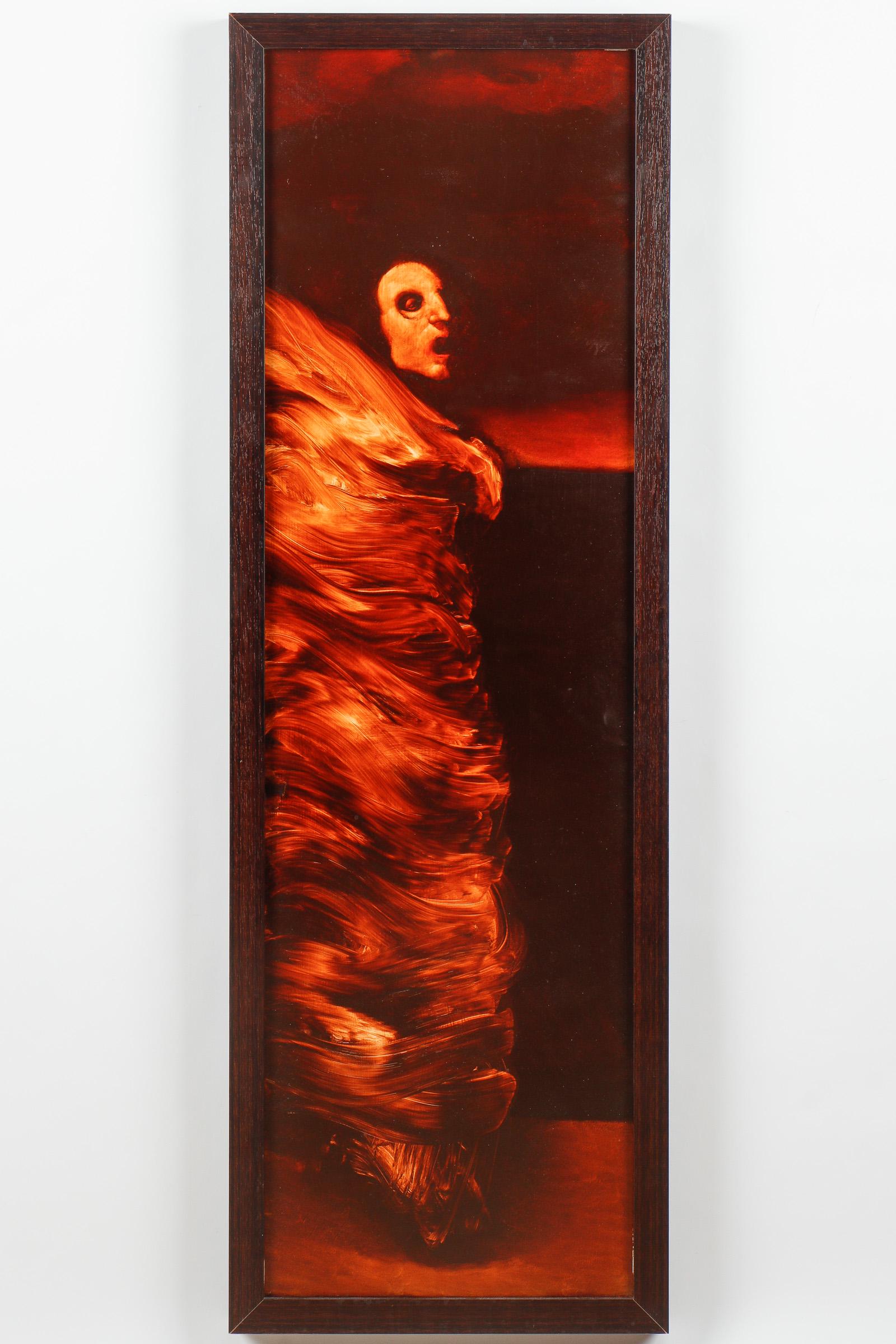 David Ivan Clark (Canadian, B.1959) "Burn #1" 2004, 54" x 16": David Ivan Clark (Canadian, B.1959) "Burn #1" 2004, oil on metal. Framed. Hang Art Gallery, San Francisco. Size: 54'' x 16'', 137 x 41 cm (board); 57'' x 19'', 145 x 48 cm (frame). Property from the J