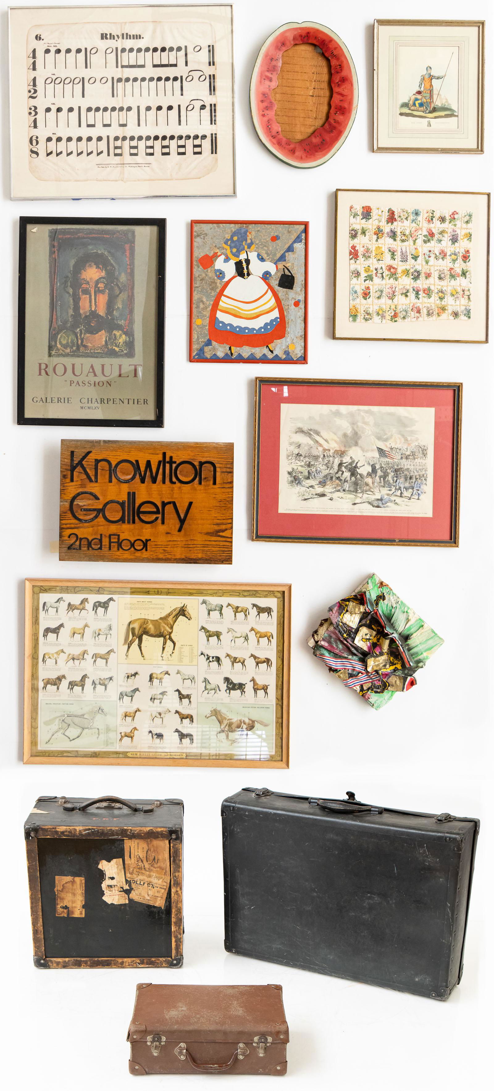 Collector's Group of Art, Prints, Needleworks, and 3 Travel Cases (1 of 10)