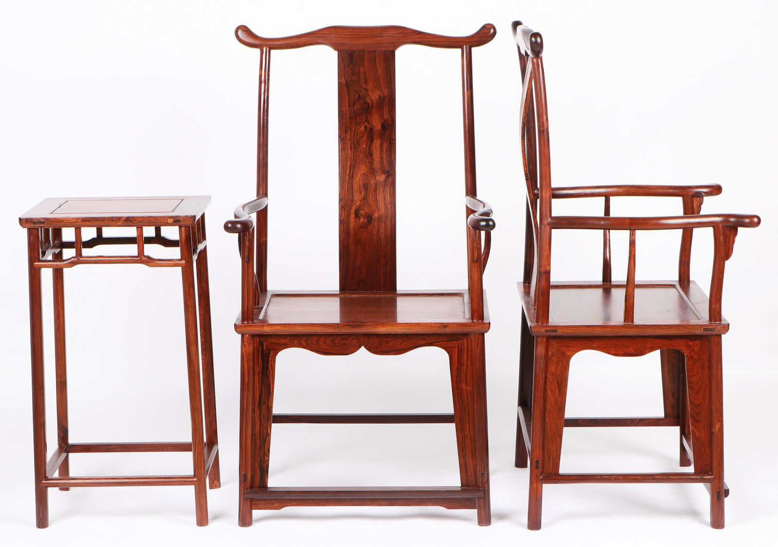 Two Chinese Huanghuali Armchairs and Pedestal Table (1 of 8)