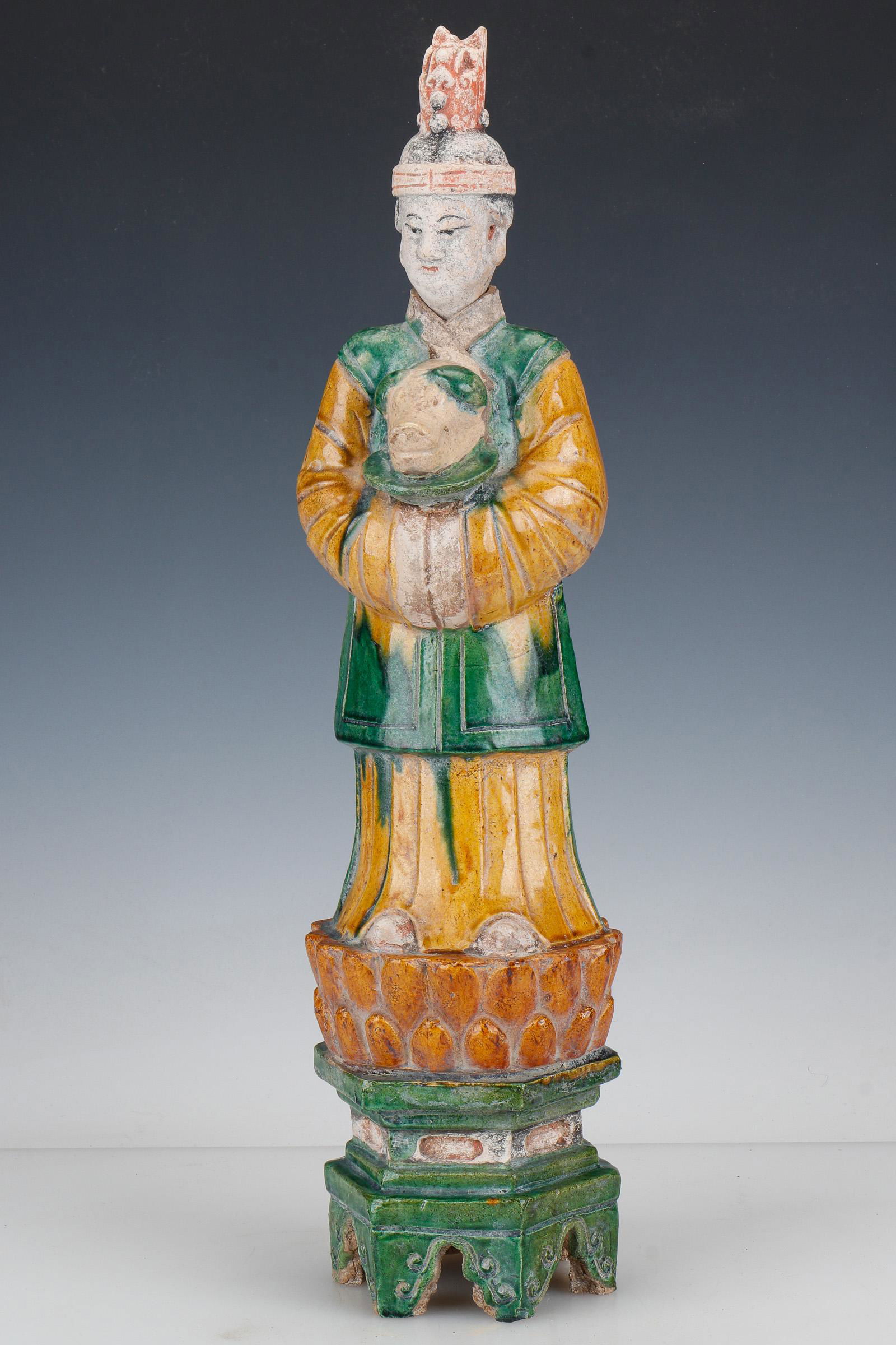Chinese Polychrome Pottery Female Figure, Ming Dynasty (1 of 6)
