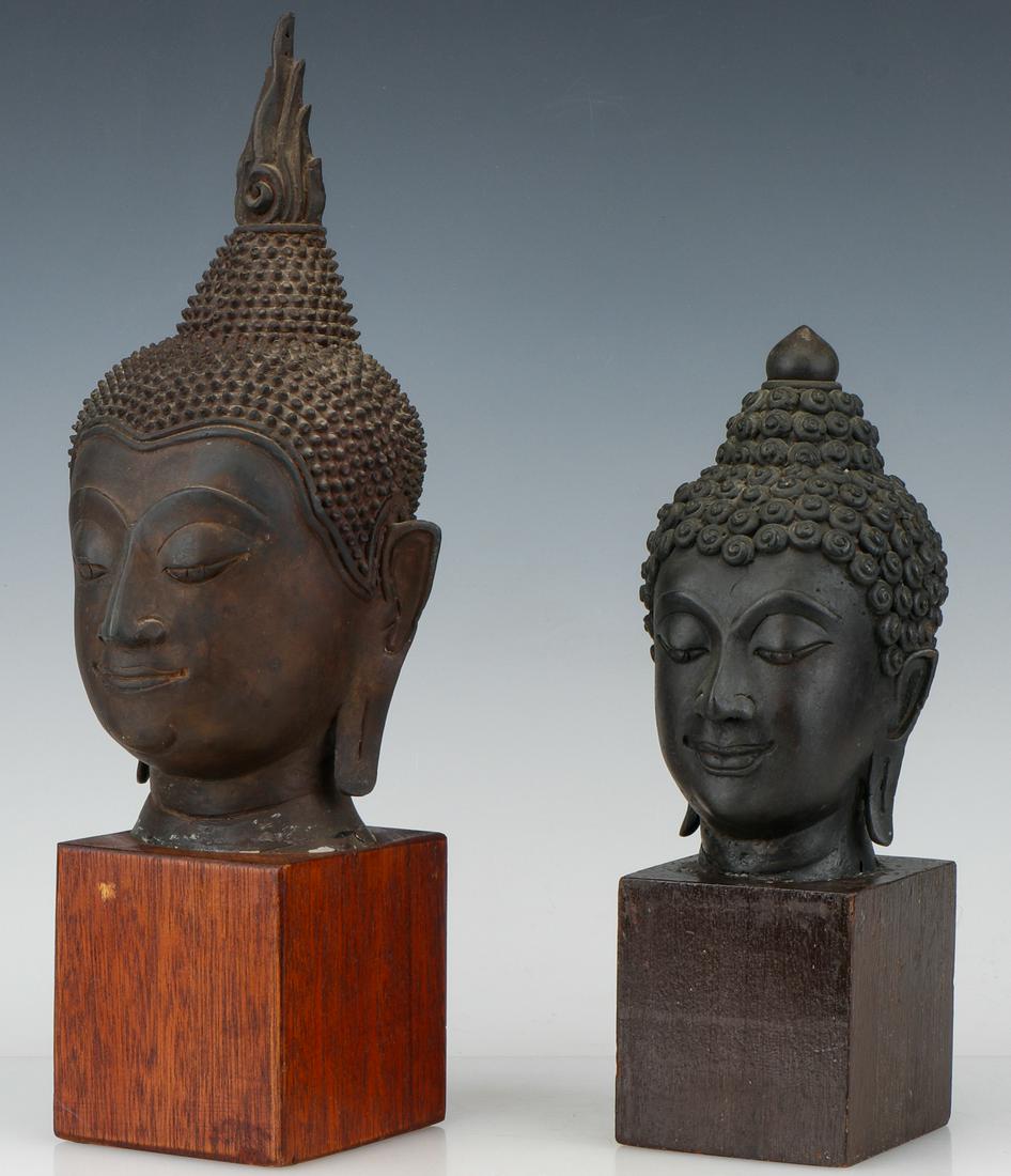 Two Thai Bronze Buddha Heads (1 of 6)