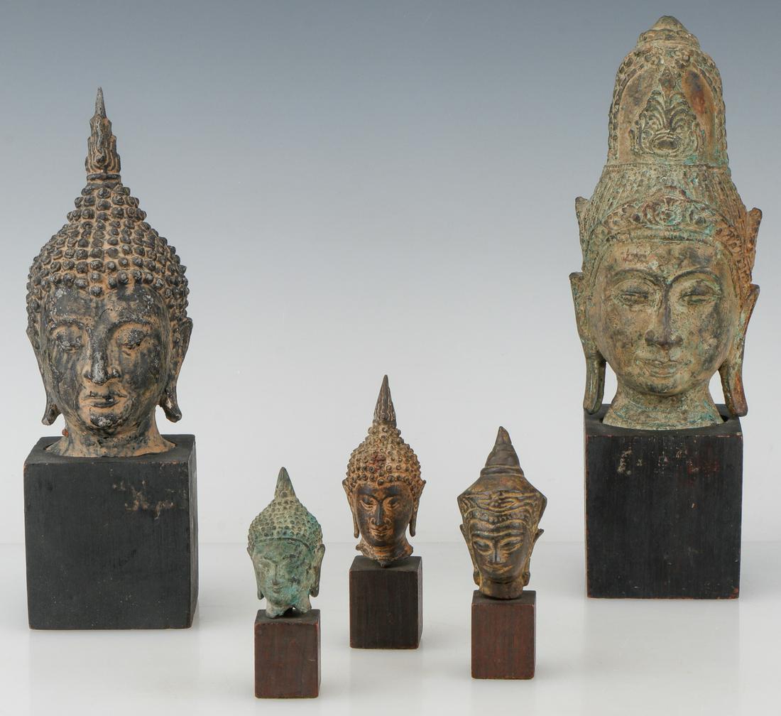 5 Thai Bronze Buddha Heads (1 of 7)