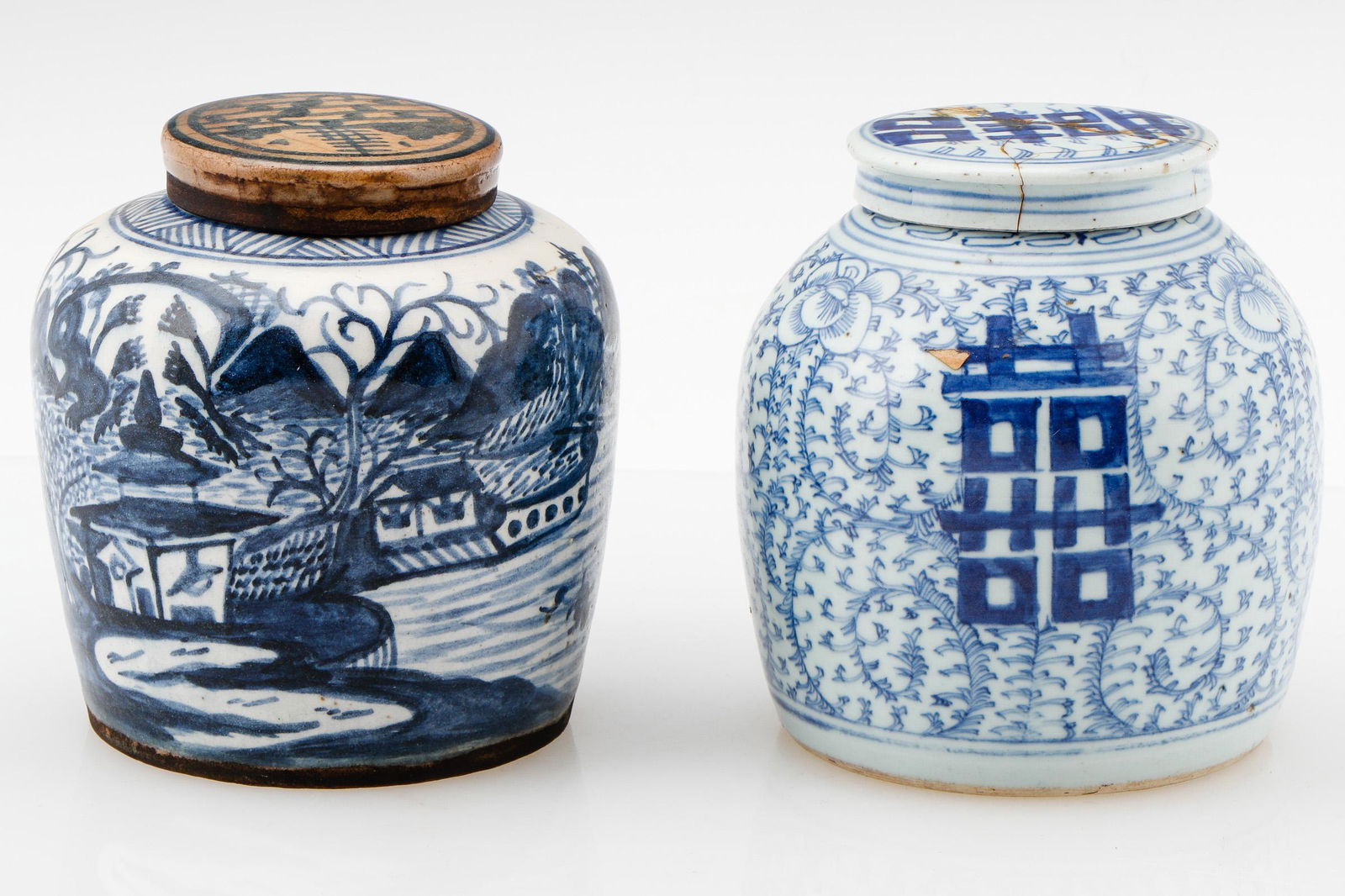 2 Chinese Blue & White Porcelain Ginger Jars (1 of 4)