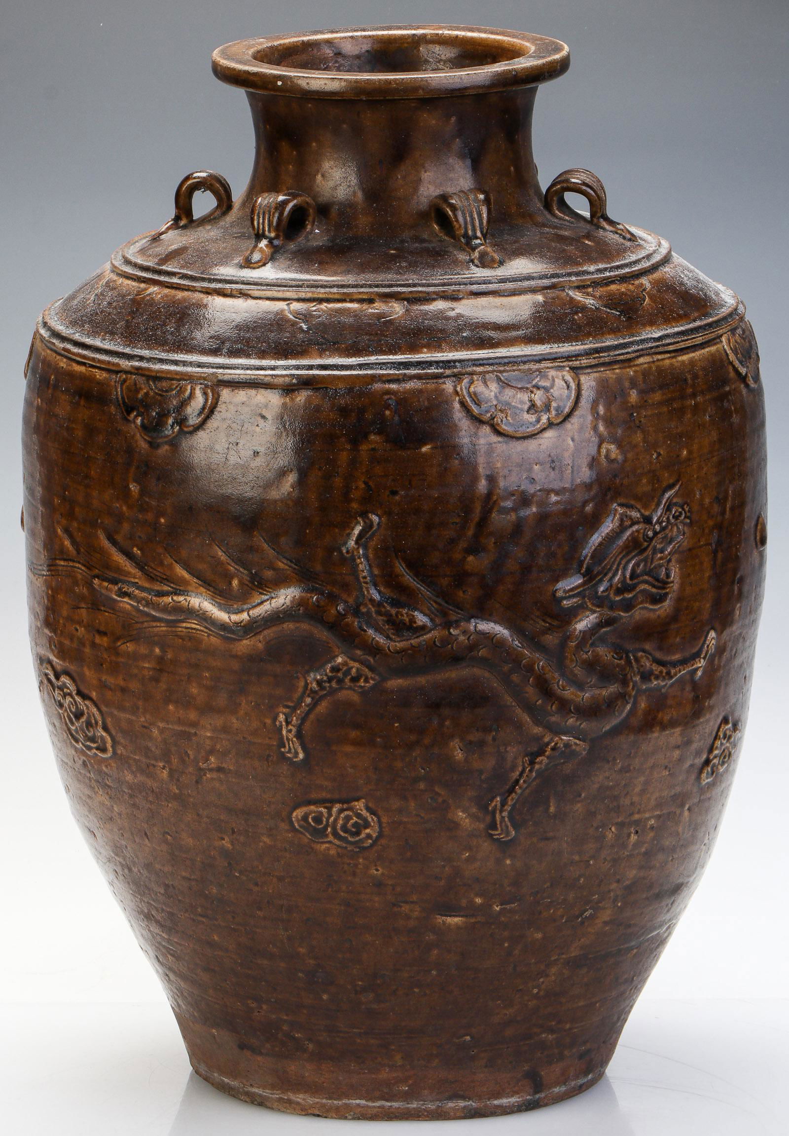 Antique Chinese Brown Glazed Martaban Jar, 21" Ht. (1 of 3)