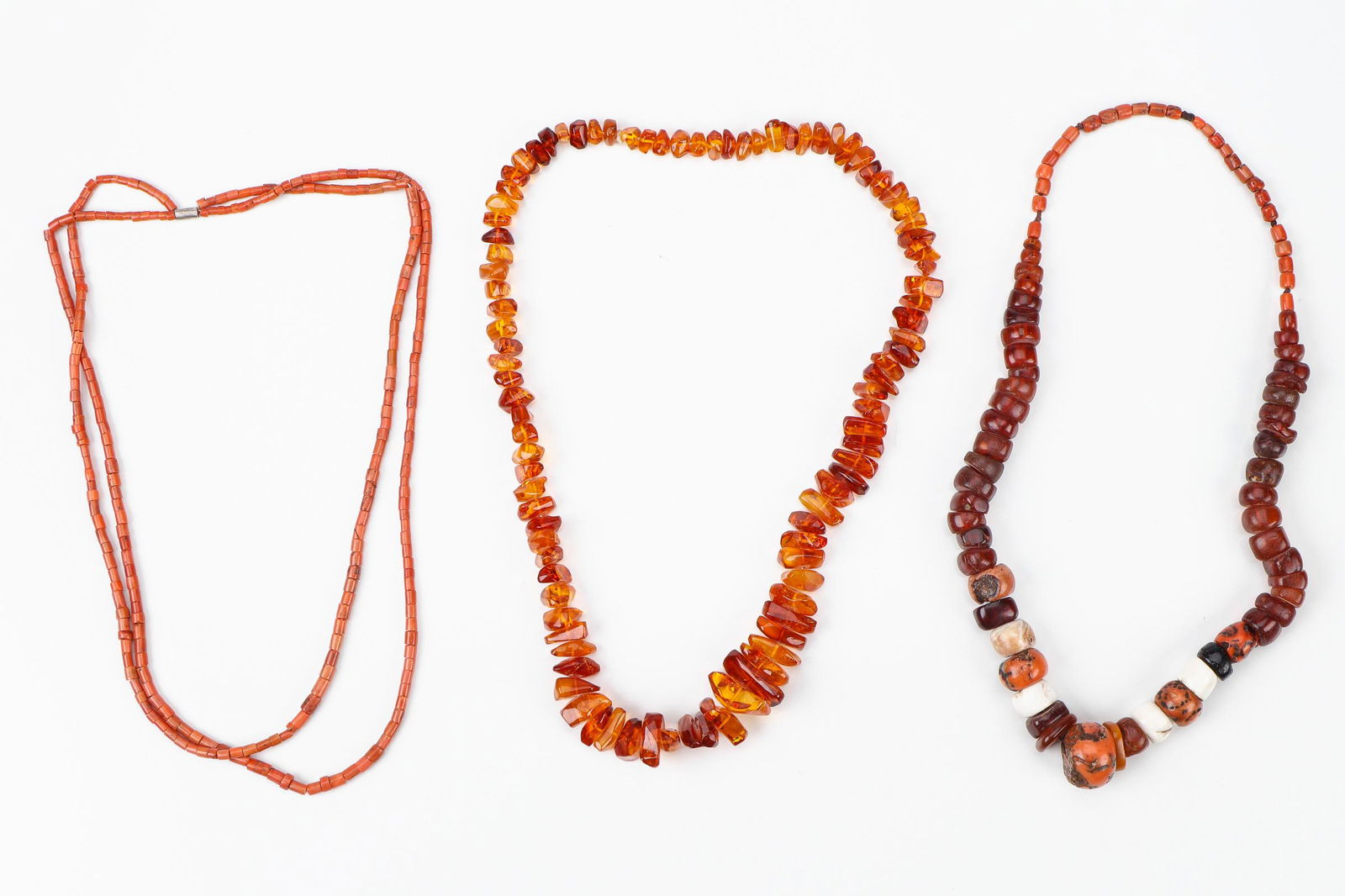 3 Amber and Coral Beaded Necklaces (1 of 5)