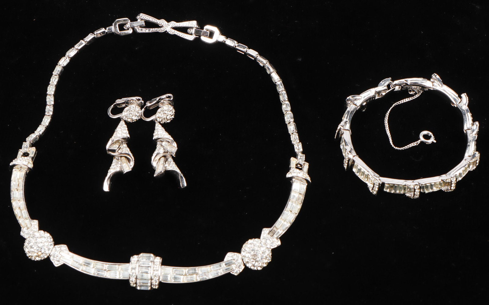 Vintage Marcel Boucher Necklace, Bracelet And Earrings, C. 1950s: Vintage Marcel Boucher Necklace, Bracelet And Earrings, C. 1950s. Necklace marked with design number 3359. Bracelet also has a design number. Ex. Estate Collection Isadore and Nancy Marder, Philadelph