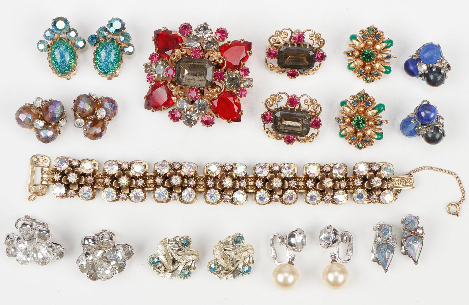 Lot of Vintage Jewelry, C. 1960s: Lot of Vintage Jewelry Including Vogue, Florenzia, Lisner, Napier, Coro and Eisenberg, C. 1960s. Ex. Estate Collection Isadore and Nancy Marder, Philadelphia. Size: Ranging from 1'' x .5'', (3 x 1 cm)