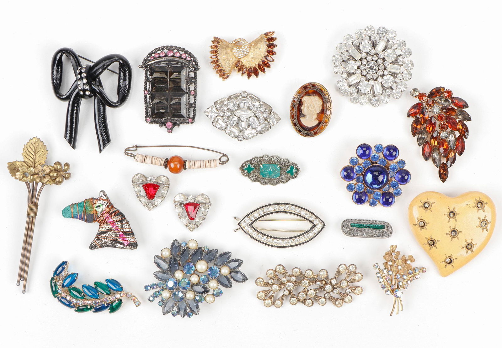 Lot of 21 Vintage Brooches, Circa 1960s-70s (1 of 2)