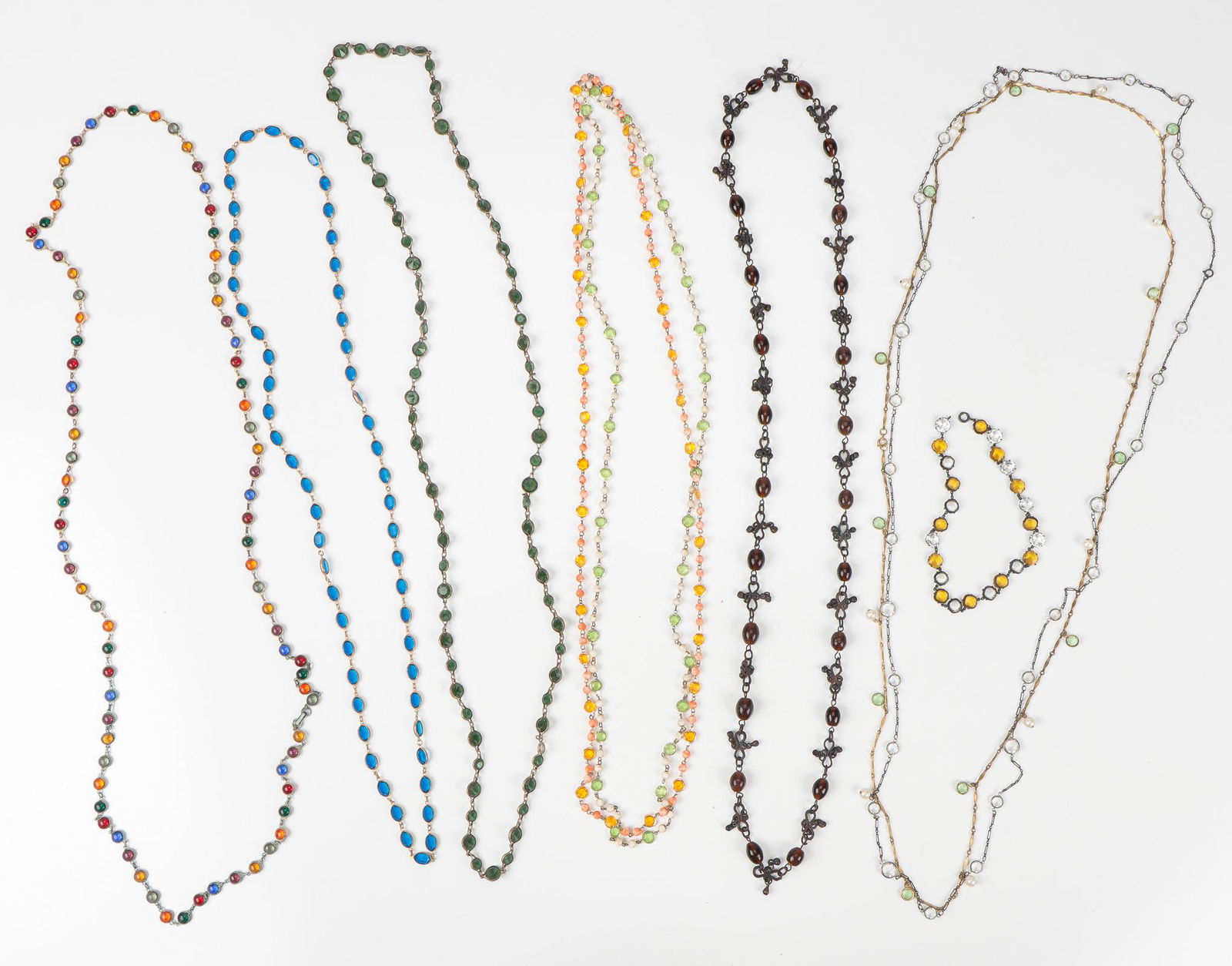 Collection of Colored Glass Crystal Necklaces, C. 1970s. (1 of 4)