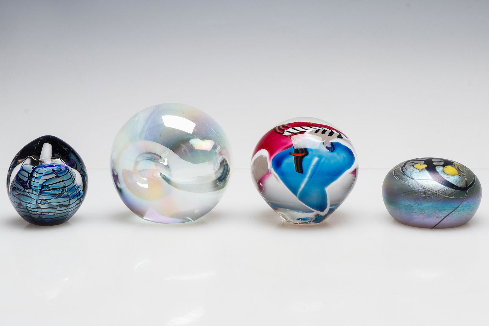 4 Signed Art Glass Paperweights (1 of 7)