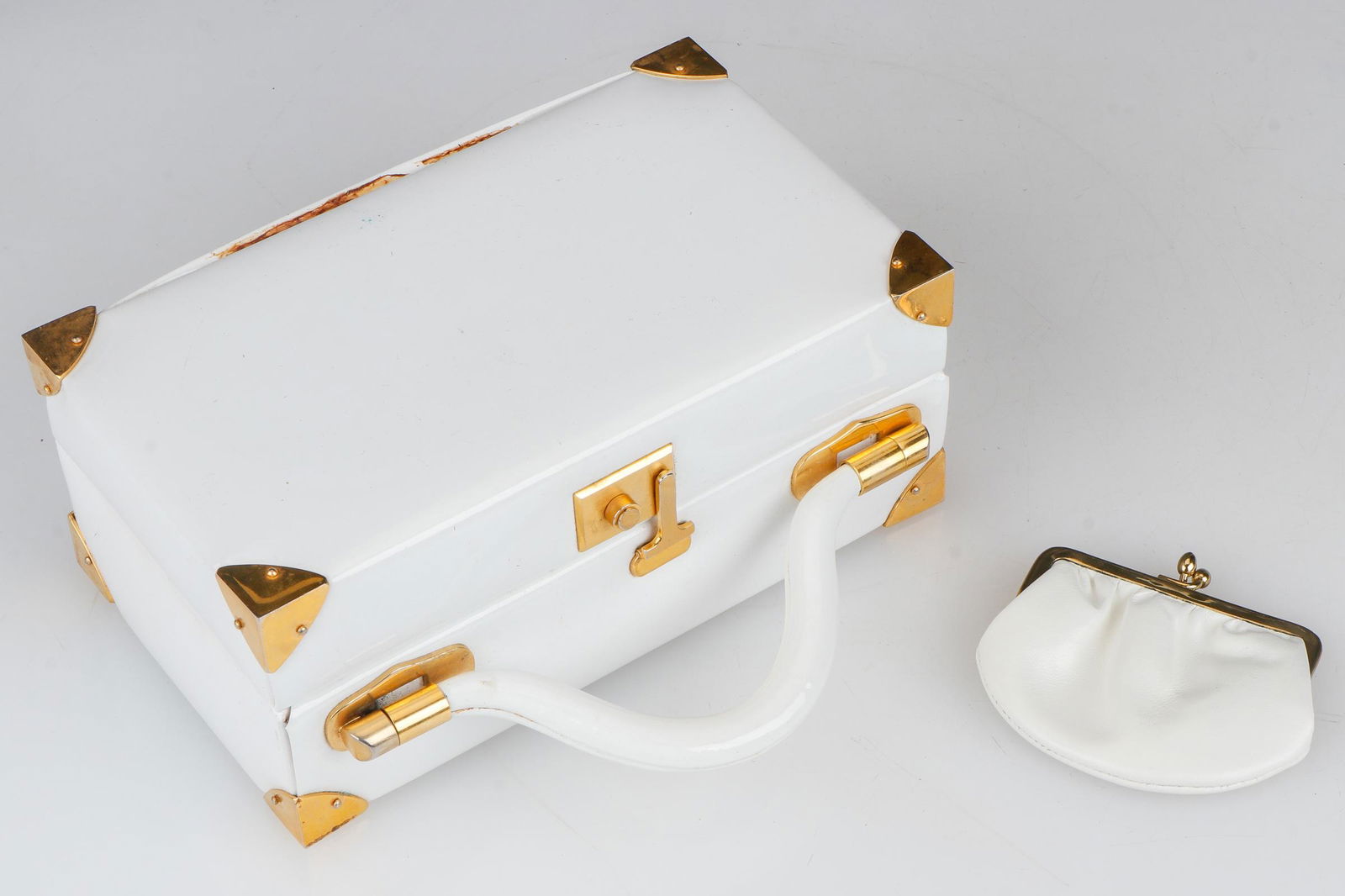 Rare Early Judith Leiber White Patent Leather Suit Case Mini Handbag (1 of 9)