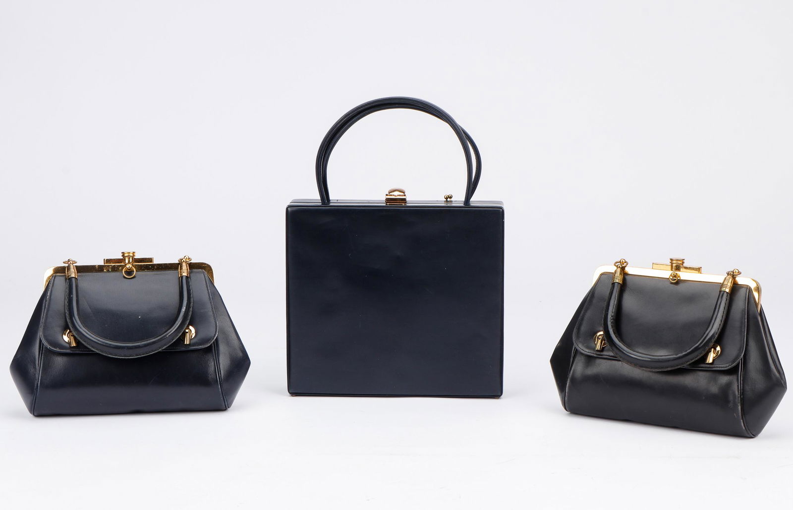 3 Well-Preserved Vintage Milch Black Leather Handbags (1 of 7)