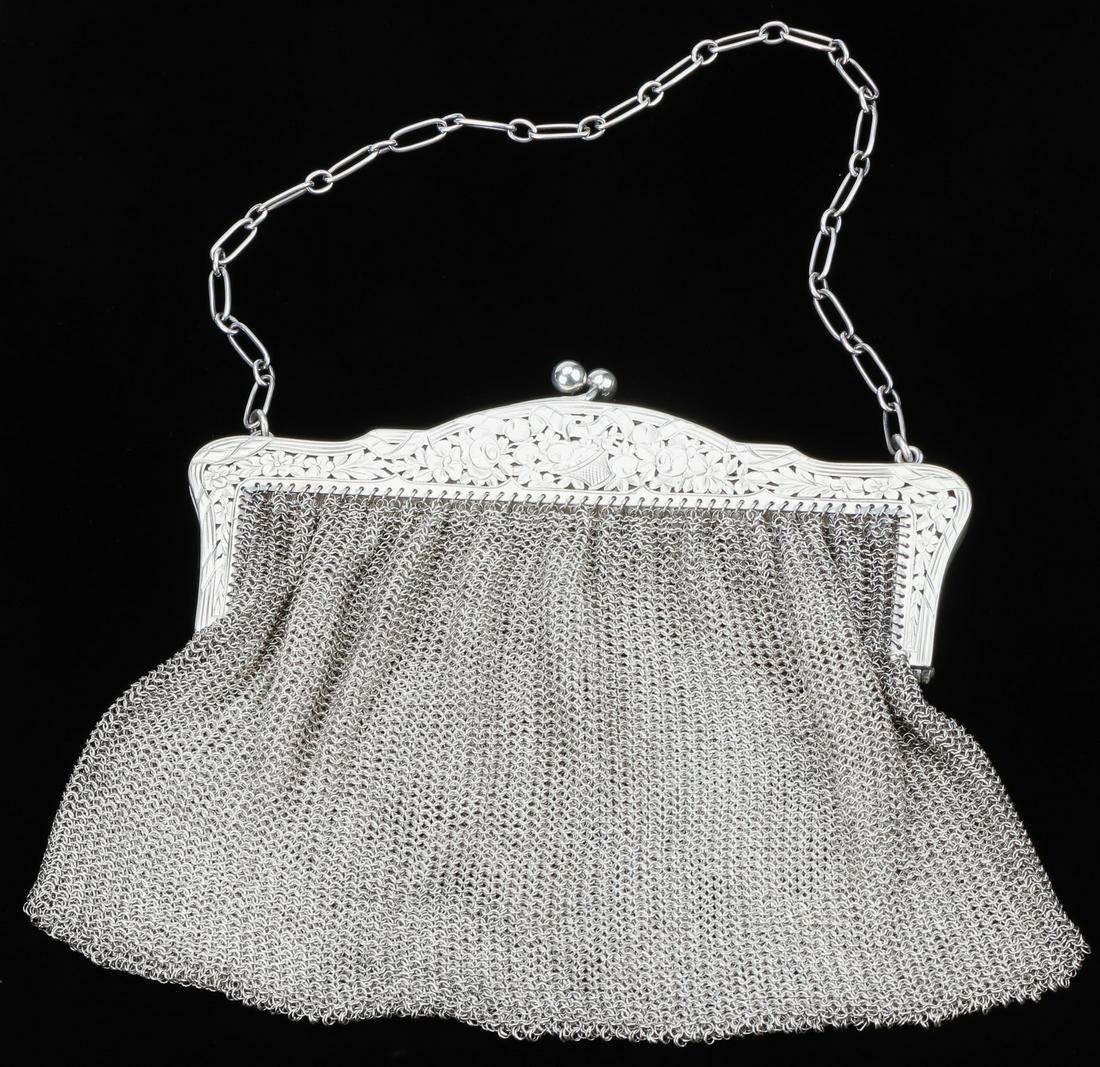 Vintage Sterling Silver Mesh Handbag Purse (1 of 5)