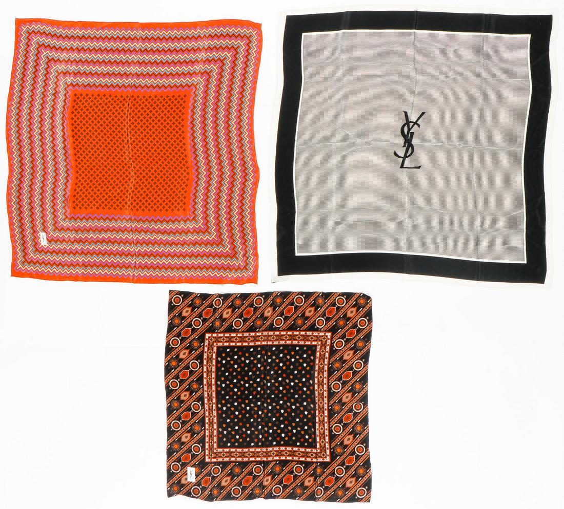 3 Yves Saint Laurent Silk Scarves (1 of 3)