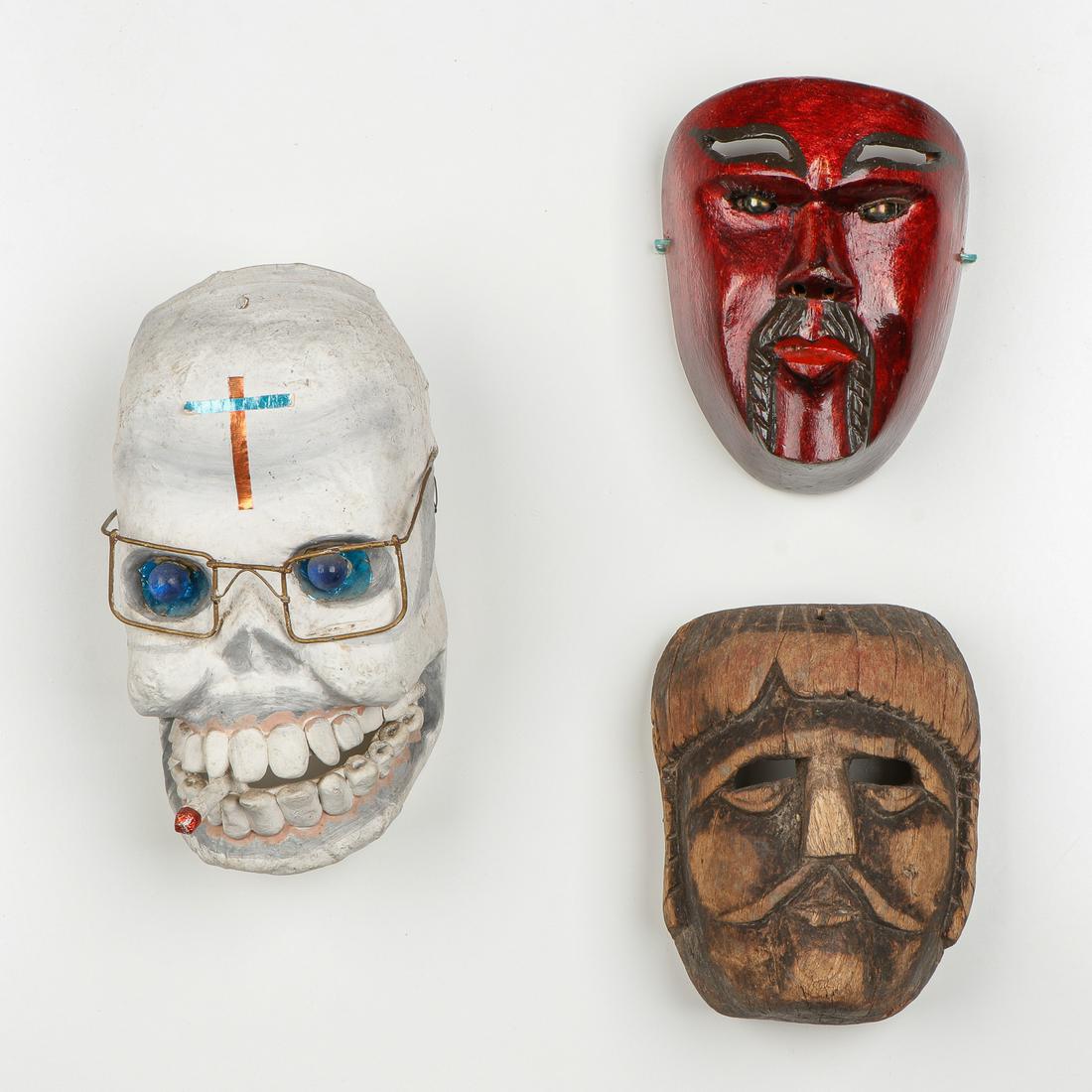 Vintage Mexican Paper Mache Calaca Mask & 2 Others (1 of 4)