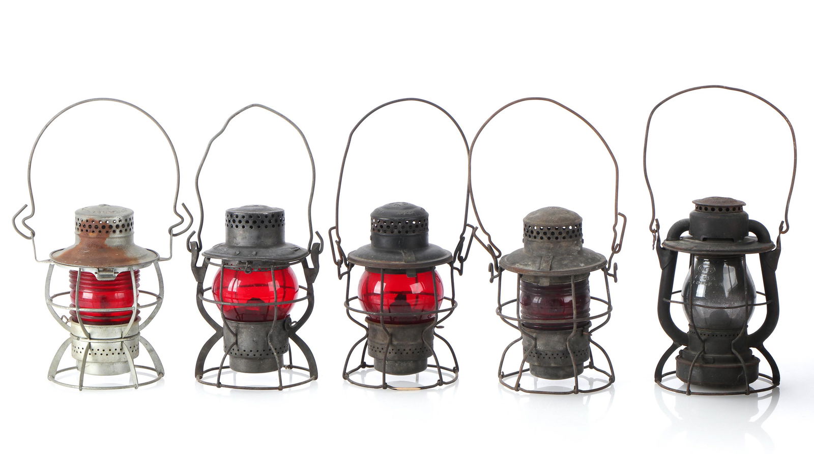 Five Antique Railroad Lanterns (1 of 9)